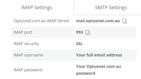 IMAP settings