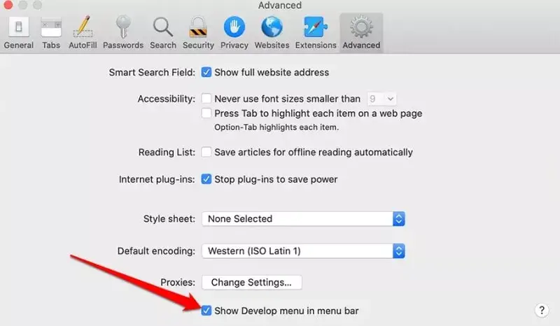 Develop Menu in Menu Bar